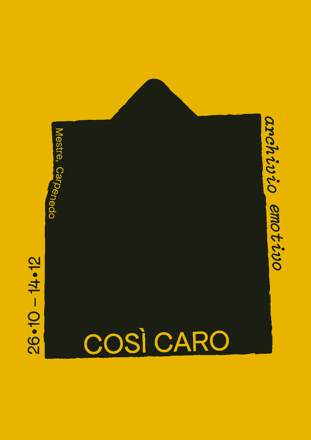 Poster animato con titolo ‘Così caro’ e testo ‘archivio emotivo’